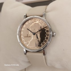 CORUM Usato Acciaio Diamanti Quarzo Coin Watch 32 x 7 mm Quadrante Oro Rosa 18 ktref 04.0036