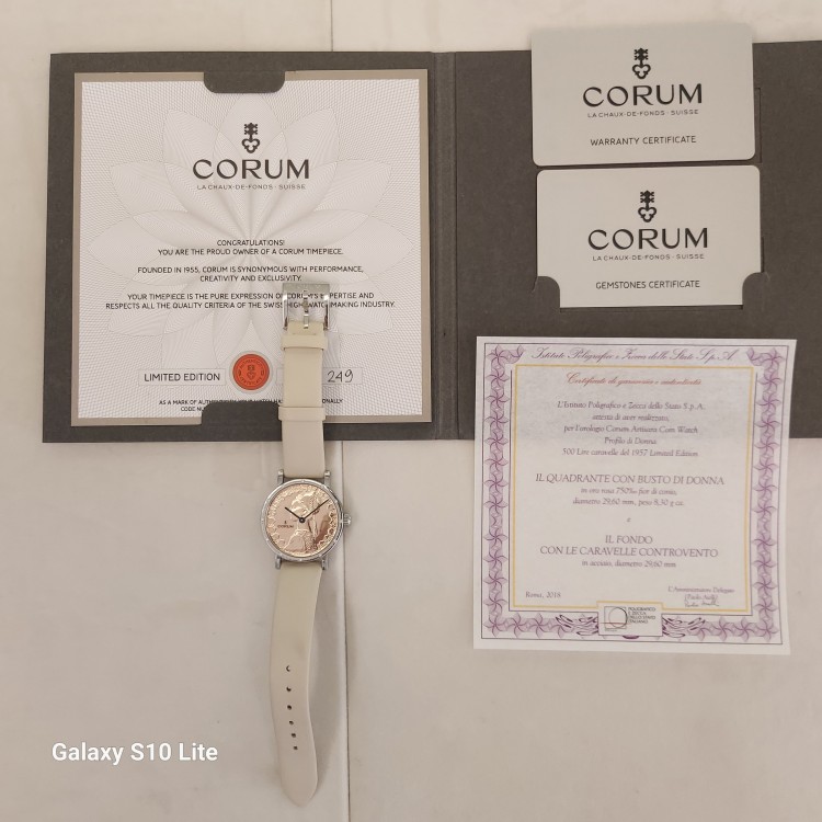 CORUM Usato Acciaio Oro 18 kt Quarzo Coin Watch 32 x 7 mm Quadrante Rosaref 04.0036