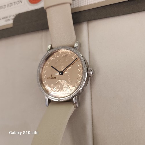 CORUM Usato Acciaio Oro 18 kt Quarzo Coin Watch 32 x 7 mm Quadrante Rosaref 04.0036