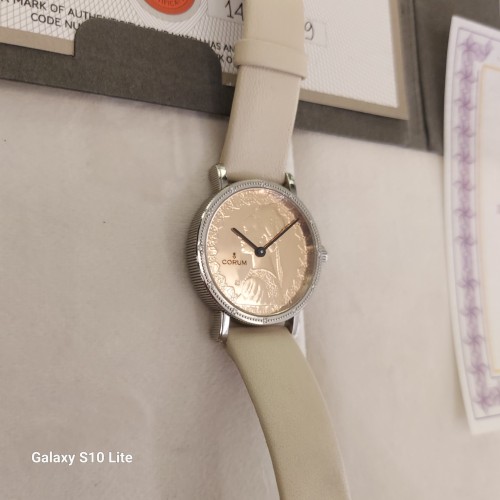 CORUM Usato Acciaio Oro 18 kt Quarzo Coin Watch 32 x 7 mm Quadrante Rosaref 04.0036
