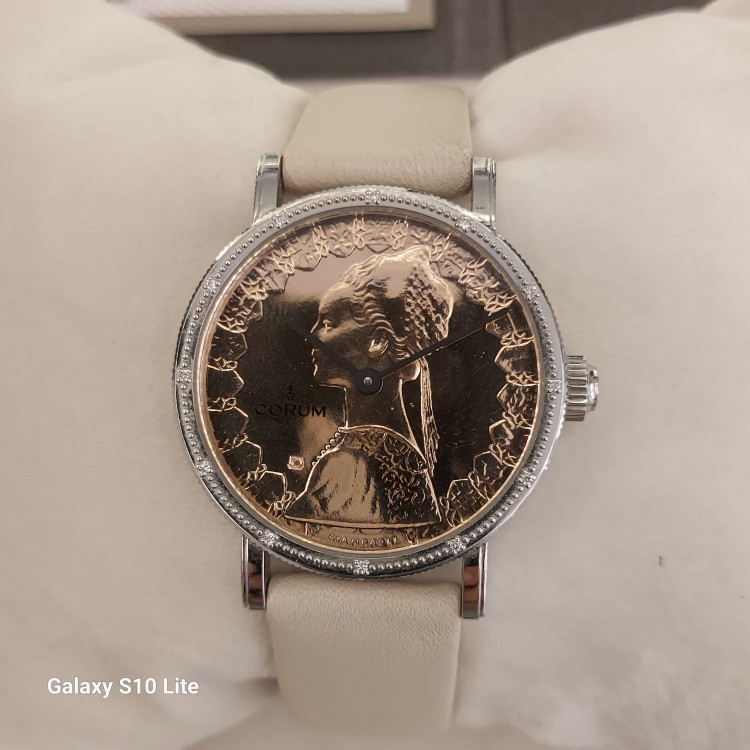 CORUM Usato Acciaio Oro 18 kt Quarzo Coin Watch 32 x 7 mm Quadrante Rosaref 04.0036