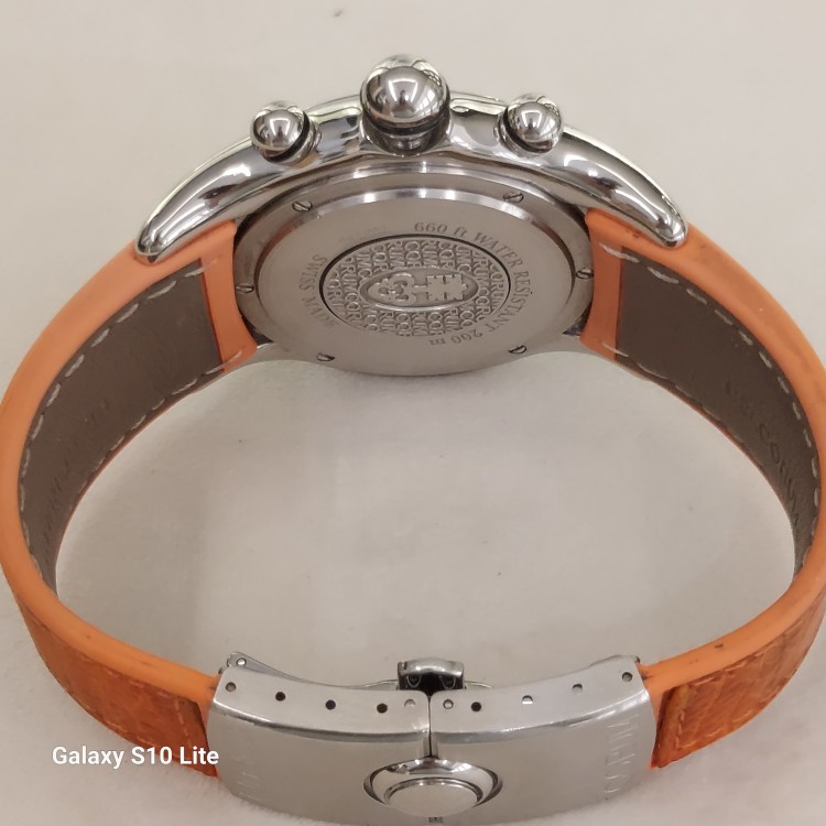 CORUM Bubble Usato acciaio quarzo  45 mm Quadrante Arancione ref 396.150.20