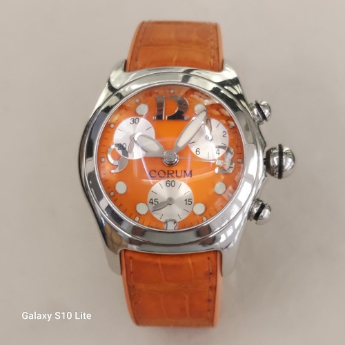 CORUM Bubble Usato acciaio quarzo  45 mm Quadrante Arancione ref 396.150.20