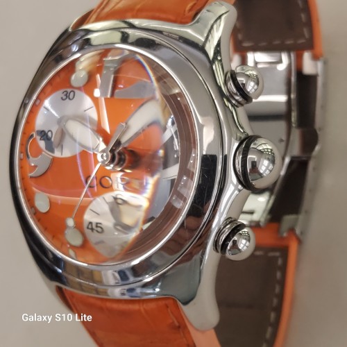 CORUM Bubble Usato acciaio quarzo  45 mm Quadrante Arancione ref 396.150.20