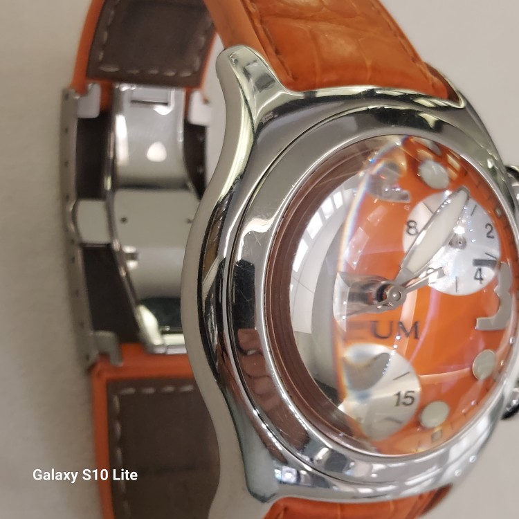 CORUM Bubble Usato acciaio quarzo  45 mm Quadrante Arancione ref 396.150.20