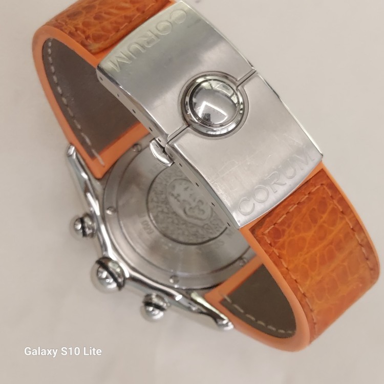 CORUM Bubble Usato acciaio quarzo  45 mm Quadrante Arancione ref 396.150.20
