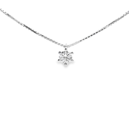 Collana Punto Luce 6GF Diamante ct 0,19 E VVS Oro Bianco 750 18 kt 2,80 gr