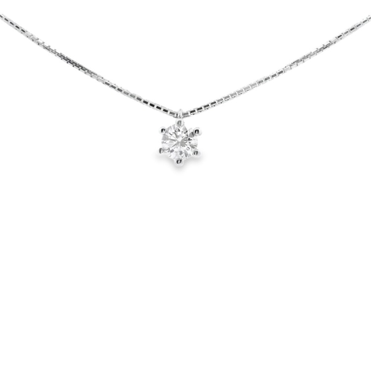 Collana Punto Luce 6GF Diamante ct 0,31 E VS2 GIA Oro Bianco 750 18 kt 3,00 gr