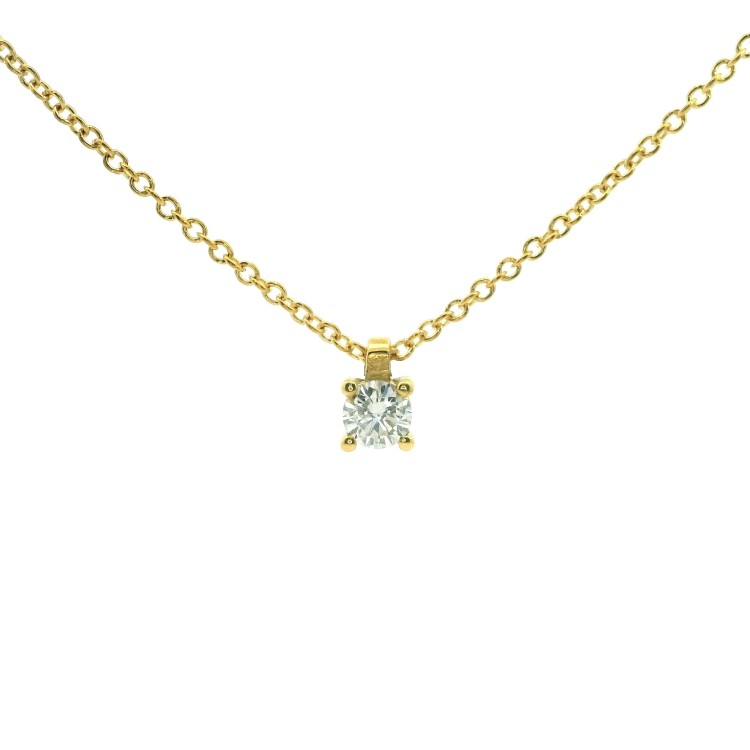 Collana Punto Luce 4GFG Diamante ct 0,19 D VS2 GIA Laser Oro Giallo 18 kt  2,47 gr