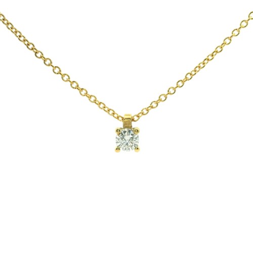 Collana Punto Luce 4GFG Diamante ct 0,19 D VS2 GIA Laser Oro Giallo 18 kt  2,47 gr