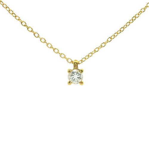 Collana Punto Luce 4GFG Diamante ct 0,14 F VS Oro Giallo 18 kt  1,77 gr