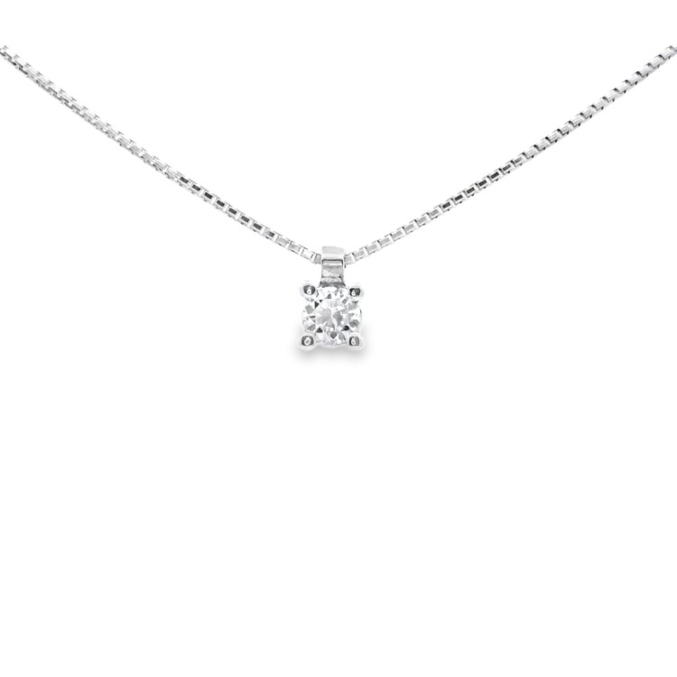 Collana Punto Luce 4GF Diamante ct 0,10 F SI1 Oro Bianco 18 kt 1,73 gr