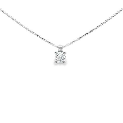 Collana Punto Luce 4GF Diamante ct 0,10 F SI1 Oro Bianco 18 kt 1,73 gr