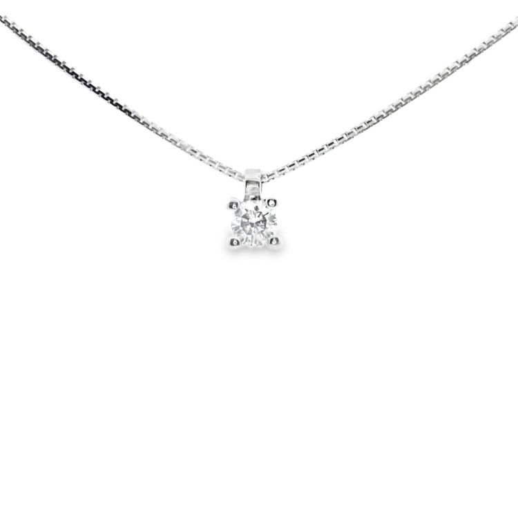 Collana Punto Luce 4GF Diamante ct 0,11 E VS Oro Bianco 18 kt 1,72 gr