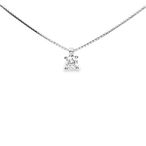 Collana Punto Luce 4GF Diamante ct 0,11 E VS Oro Bianco 18 kt 1,72 gr