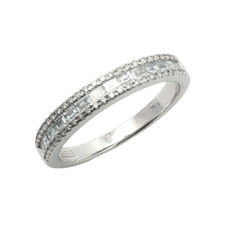 Fedina Riviere Baguette Diamanti ct 0,39 F VS (0,19 + 0,20) misura 3,30 mm Oro Bianco 18 kt 3,27 gr