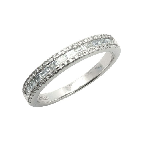 Fedina Riviere Baguette Diamanti ct 0,39 F VS (0,19 + 0,20) misura 3,30 mm Oro Bianco 18 kt 3,27 gr