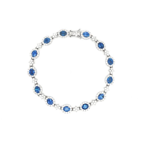 Bracciale Diamanti ct Zaffiri 6,26  diamanti 2,66 F VS Oro Bianco 18 kt 15,32