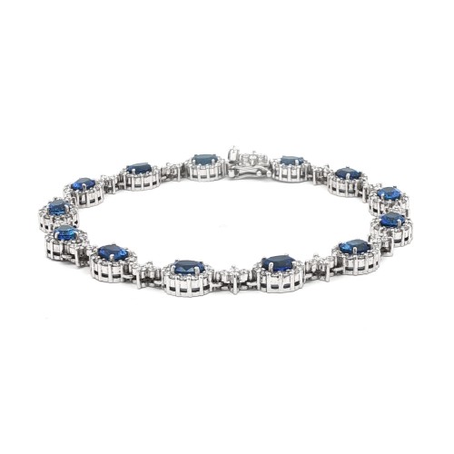 Bracciale Diamanti ct Zaffiri 6,26  diamanti 2,66 F VS Oro Bianco 18 kt 15,32