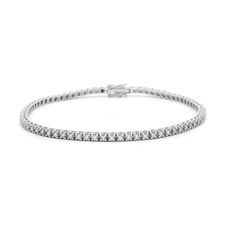 Bracciale Tennis Diamanti 4GQXL 2,3 mm n° 74 pietre misura 17,6 cm ct 1,06 F VS  Oro Bianco 18 kt 8,49 gr