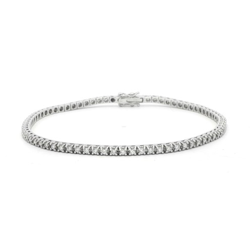 Bracciale Tennis Diamanti 4GQXL 2,3 mm n° 74 pietre misura 17,6 cm ct 1,06 F VS  Oro Bianco 18 kt 8,49 gr