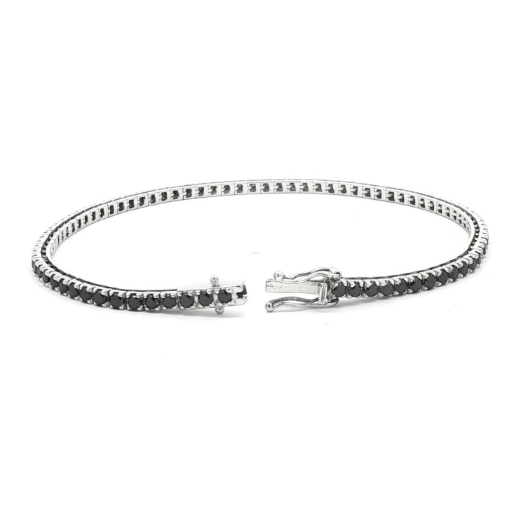 Bracciale Tennis Diamanti Neri 2,3 mm ct 2,48 Oro 18 kt 8,99 gr