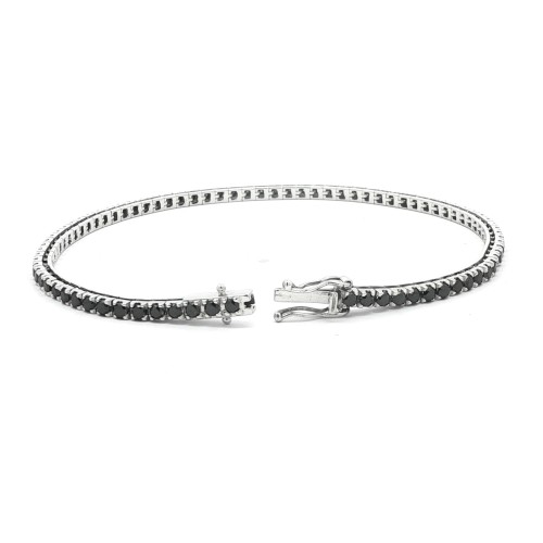 Bracciale Tennis Diamanti Neri 2,3 mm ct 2,48 Oro 18 kt 8,99 gr