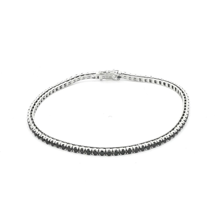 Bracciale Tennis Diamanti Neri 2,3 mm ct 2,48 Oro 18 kt 8,99 gr