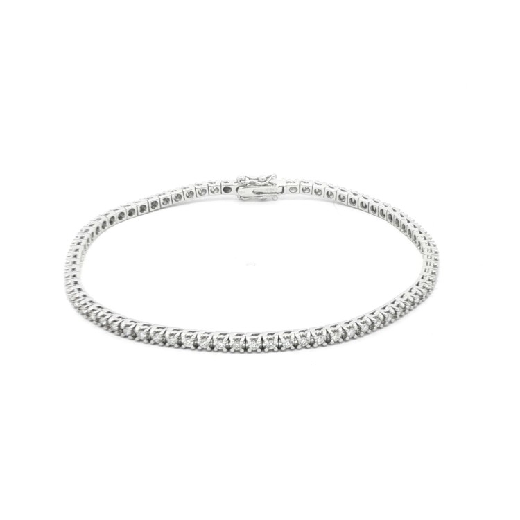 Bracciale Tennis Diamanti 4GQXL 2,3 mm n° 74 pietre misura 17,6 cm ct 1,06 F VS  Oro Bianco 18 kt 8,49 gr