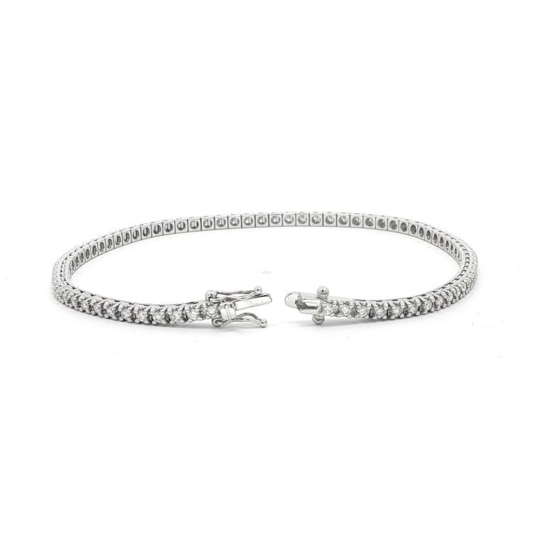 Bracciale Tennis Diamanti 4GQXL 2,3 mm n° 74 pietre misura 17,6 cm ct 1,06 F VS  Oro Bianco 18 kt 8,49 gr
