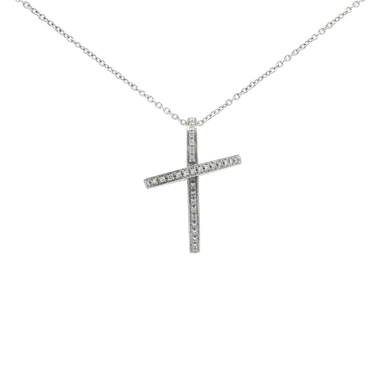 ALFIERI & St. JOHN Collana Croce Diamanti ct 0,18 Oro 18 kt