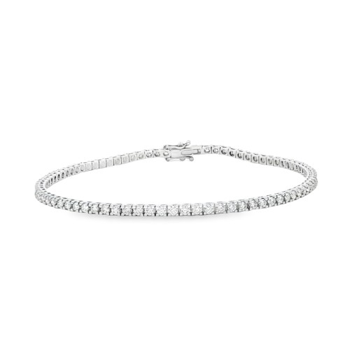 Bracciale Tennis Diamanti 4GQ 2,20 mm n° 82 pietre ct 1,80 F VS misura 18 cm Oro Bianco 18 kt 6,8 gr