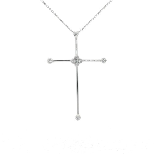 Collana Croce Diamanti ct 0,013 Oro 18 kt