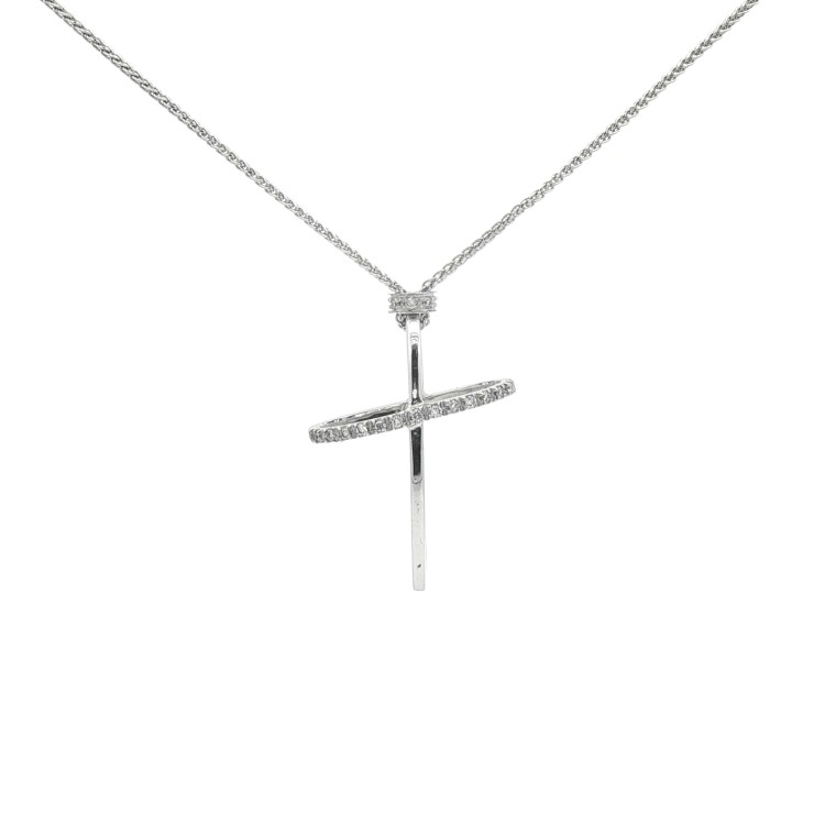 Collana Croce Diamanti ct 0,09 Oro 18 kt