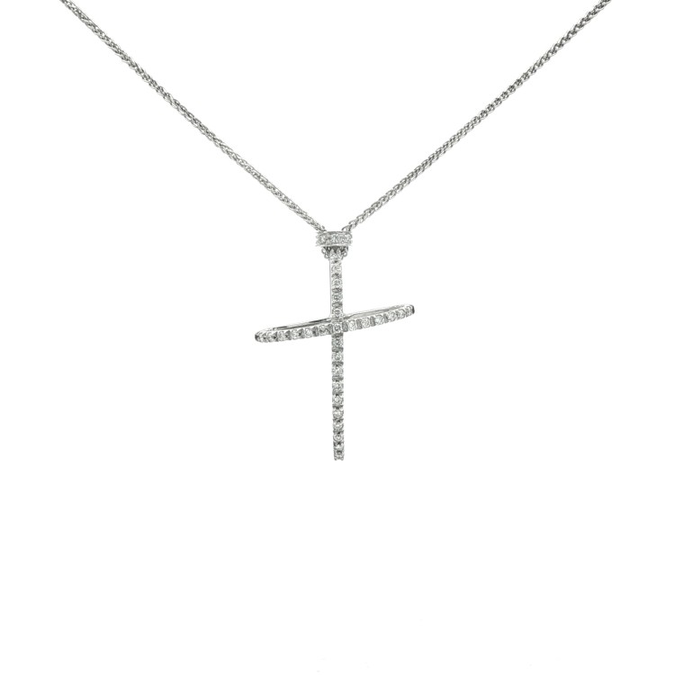 Collana Croce Diamanti ct 0,20 Oro 18 kt