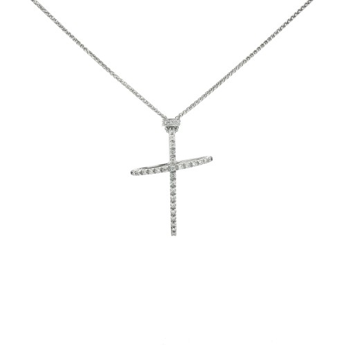 Collana Croce Diamanti ct 0,20 Oro 18 kt