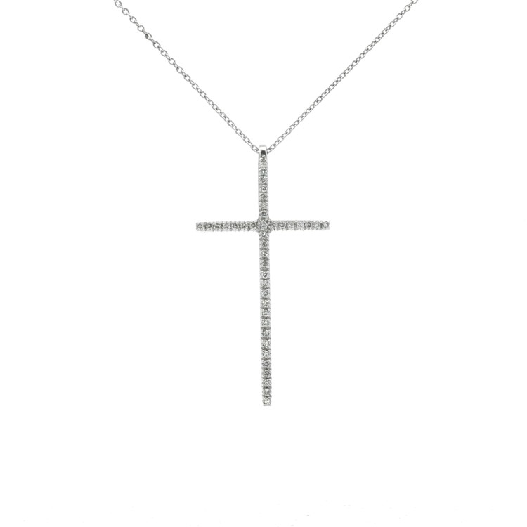 Collana Croce Diamanti ct 0,26 Oro 18 kt