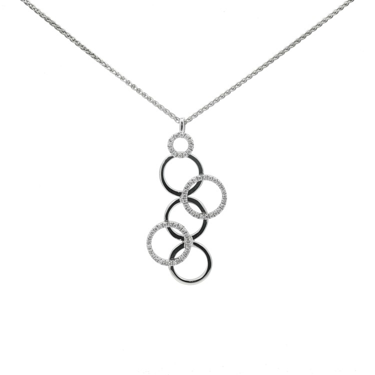Collana Pendente Cerchi Diamanti ct 0,23 Oro 18 kt