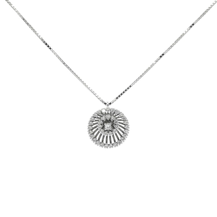 Collana Pendente Fiore Diamanti ct 0,41 Oro 18 kt