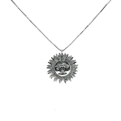 Collana Pendente SOLE Diamanti ct 0,25 Oro 18 kt