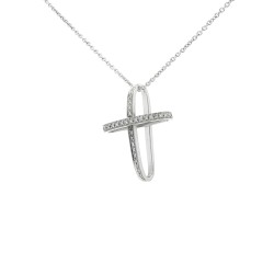 ALFIERI & St JOHN Collana Croce Diamanti ct 0,18 Oro 18 kt 2