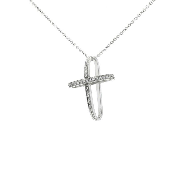 ALFIERI & St. JOHN Collana Croce Diamanti ct 0,18 Oro 18 kt
