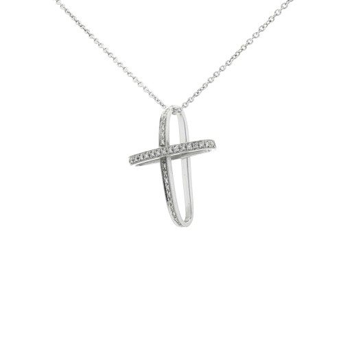 ALFIERI & St. JOHN Collana Croce Diamanti ct 0,18 Oro 18 kt