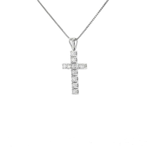 Collana Croce Diamanti ct 1,10 Oro 18 kt