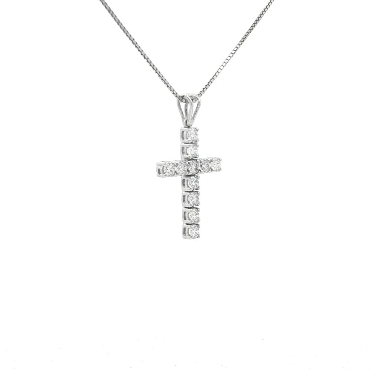 Collana Croce Diamanti ct 1,10 Oro 18 kt
