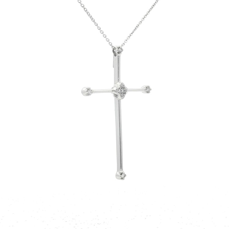 Collana Croce Diamanti ct 0,013 Oro 18 kt