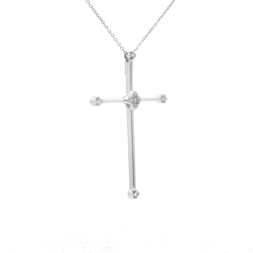 Collana Croce Diamanti ct 0,013 Oro 18 kt