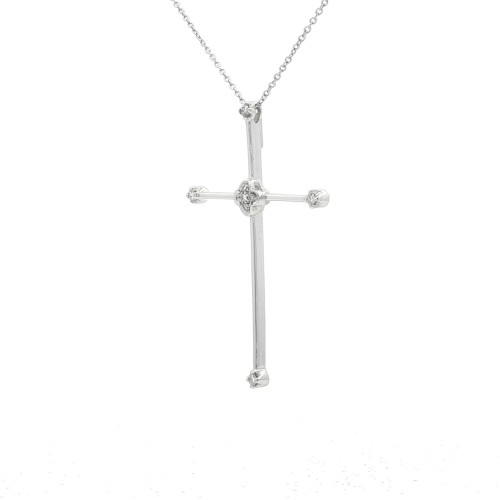 Collana Croce Diamanti ct 0,013 Oro 18 kt