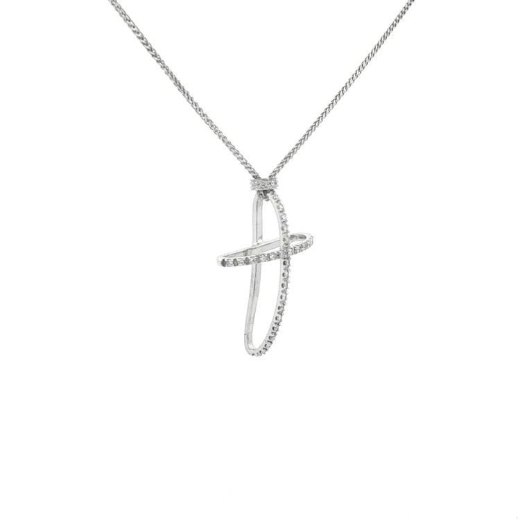 Collana Croce Diamanti ct 0,20 Oro 18 kt