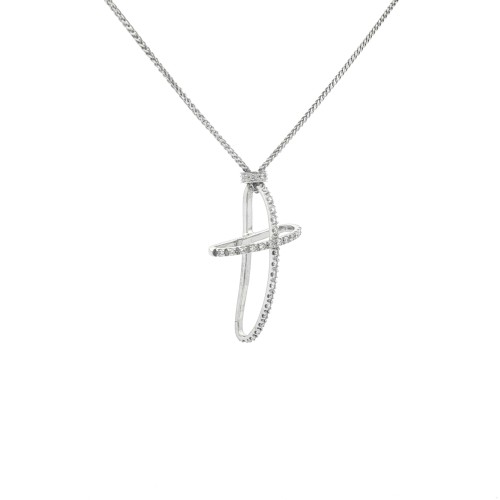 Collana Croce Diamanti ct 0,20 Oro 18 kt
